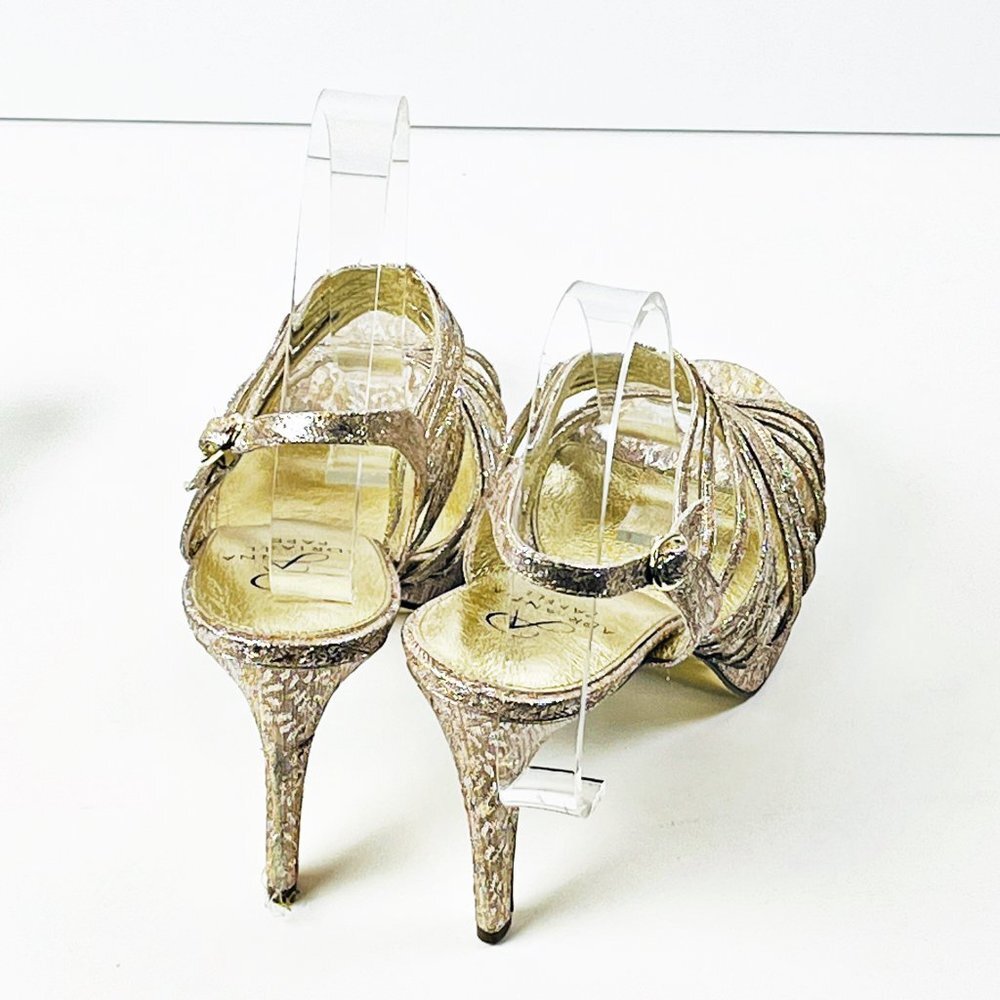 2/$30 NWT Adrianna Papell Gold Strappy Heels 9.5M - Picture 6 of 9